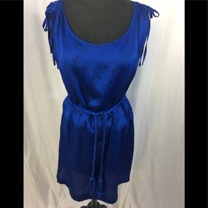 Rory Beca blue and black belted skater dress small